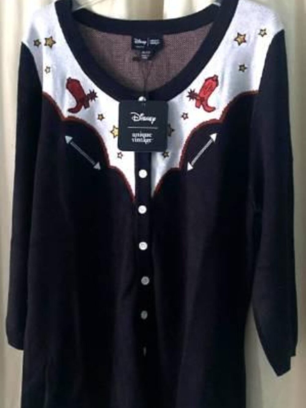 NWT Unique Vintage Disney Pixar Toy Story Woody Cowboy Boot Cardigan Sweater XL